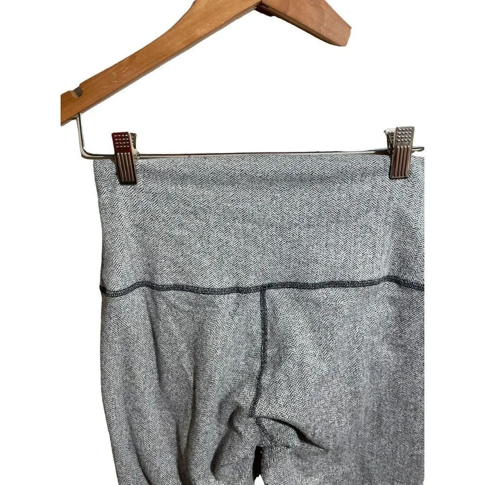 Lululemon Wunder Under‎ Tights Roll Down Pants Womens 8 Herringbone Stretch